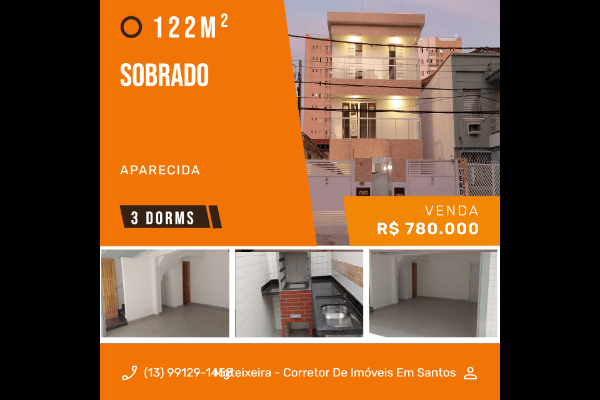 Sobrados novos bairro Aparecida em Santos